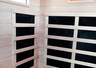 1-person black sauna inside heaters